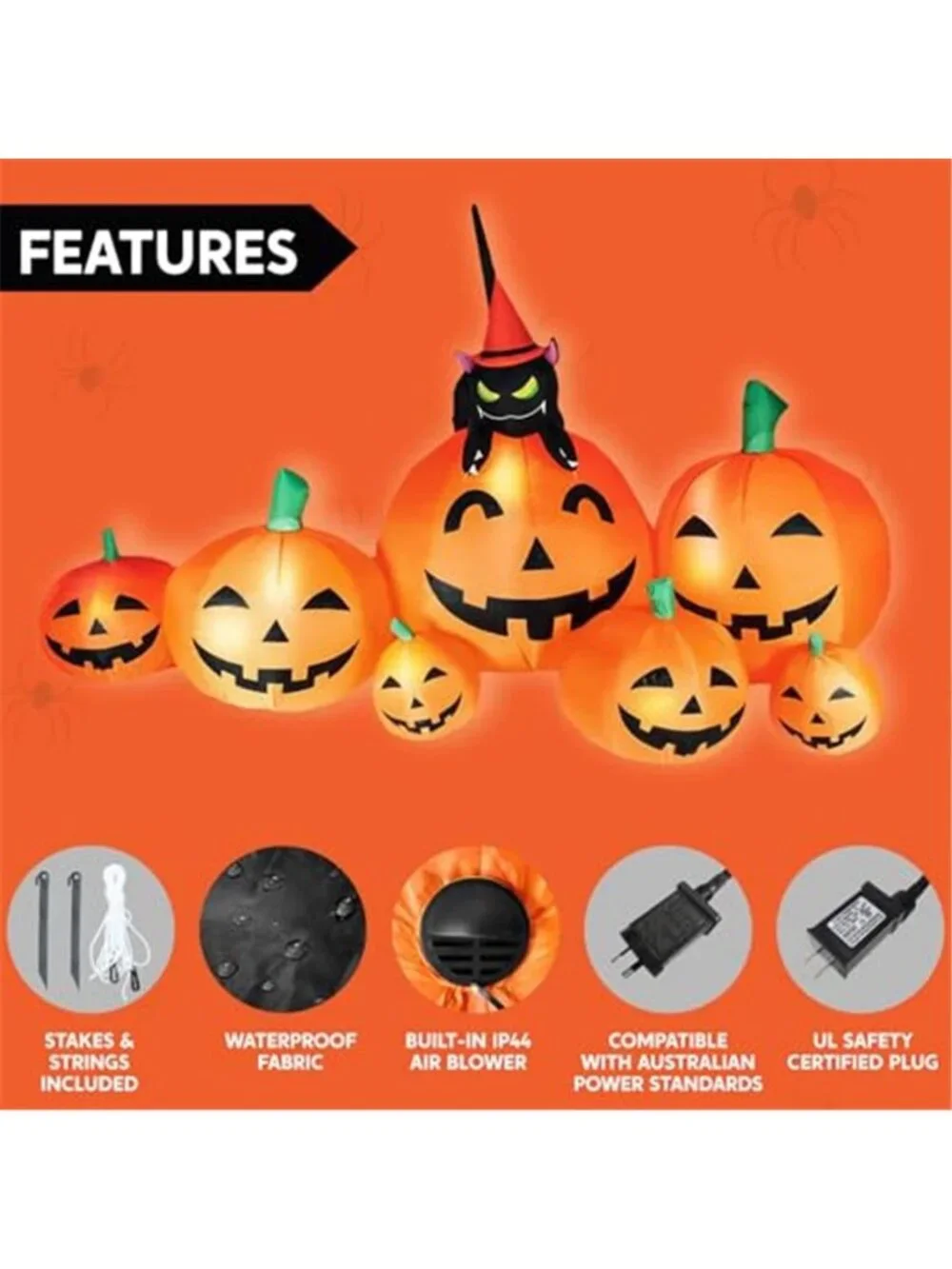 7 FT Long Halloween Inflatables Pumpkin Outdoor Decorations